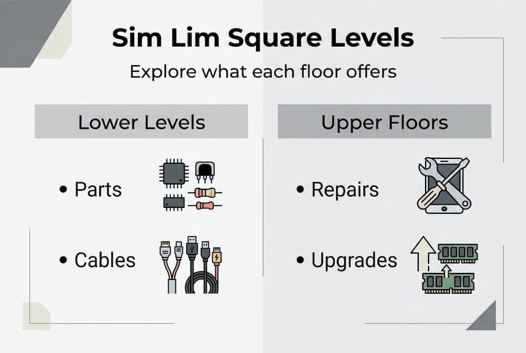 Infographic showing Sim Lim Square level summary