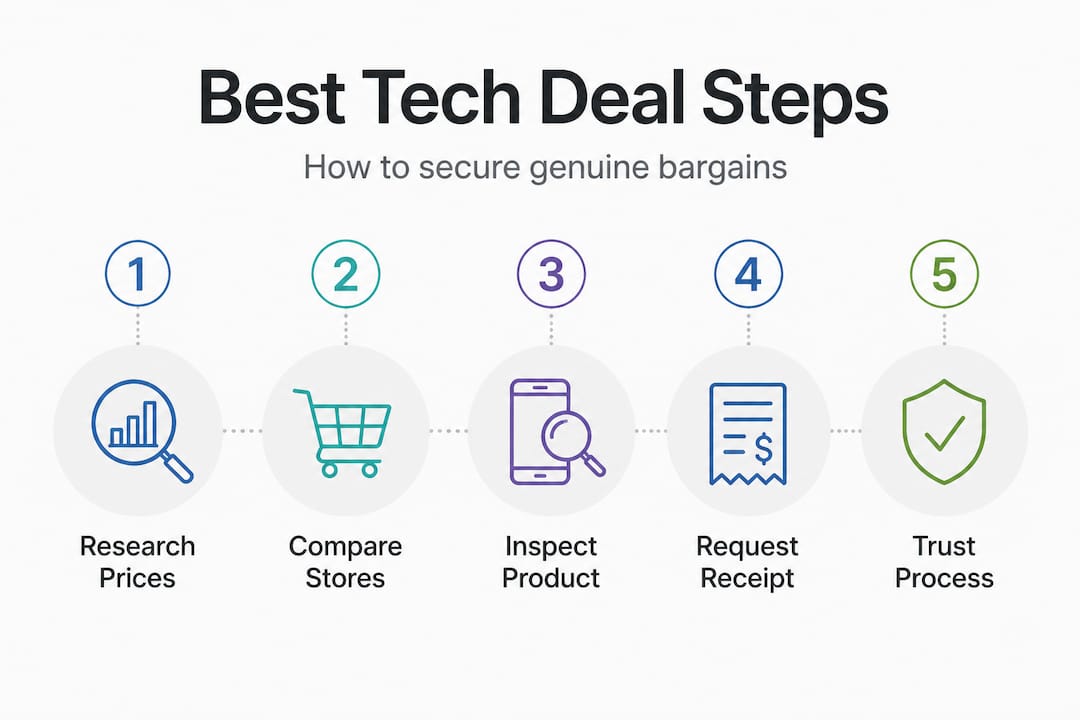 Infographic showing steps for buying tech deals