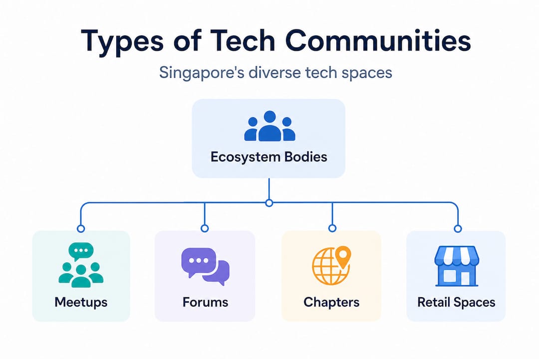 Hierarchy infographic of Singapore tech community types