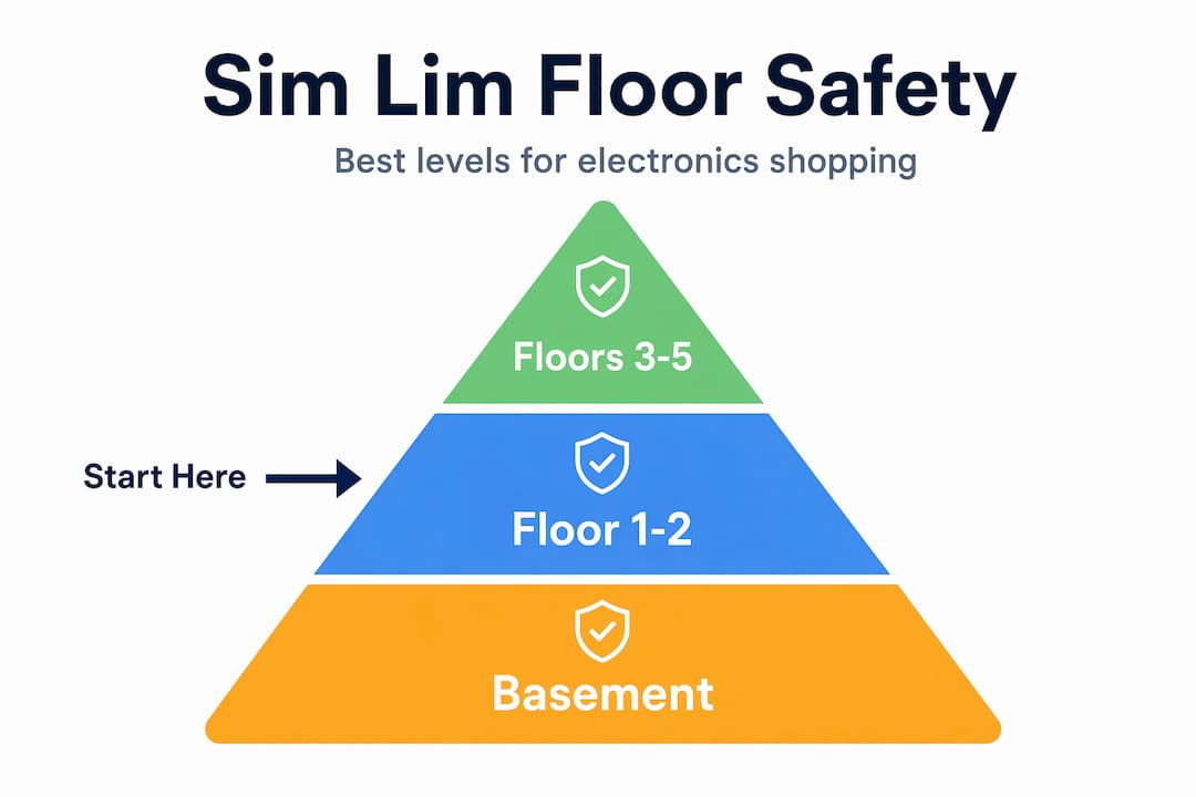 Infographic showing Sim Lim Square safest shopping floors