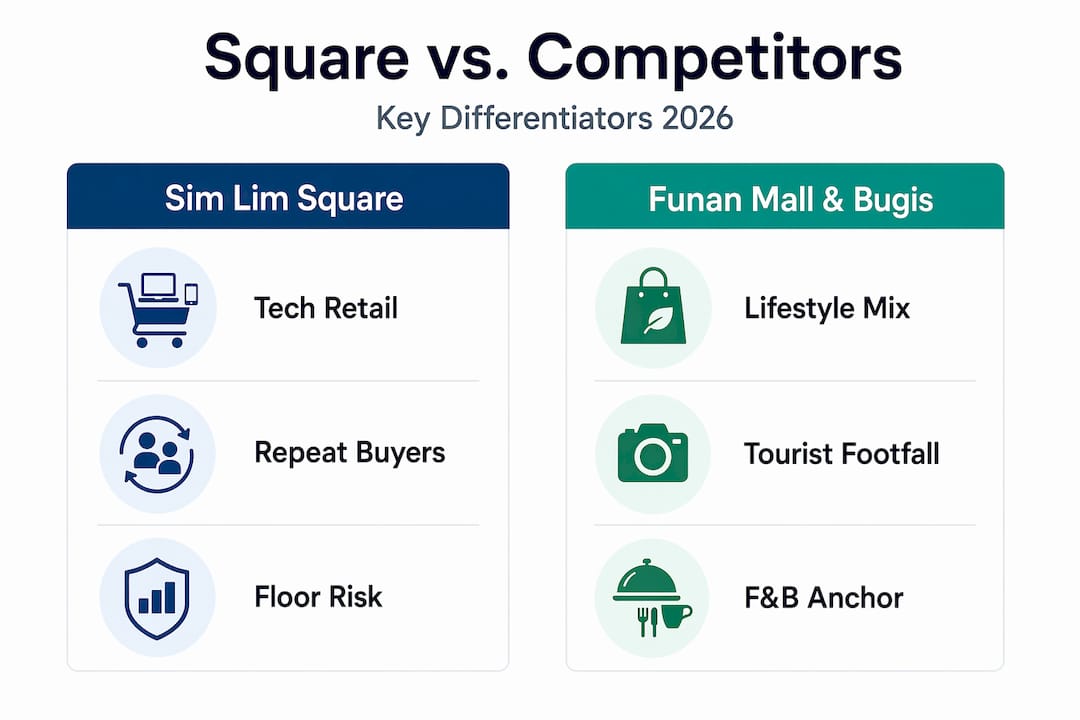 Comparison of Sim Lim Square and nearby tech hubs