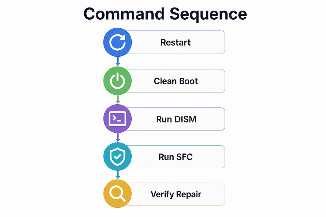 Infographic illustrating software repair steps