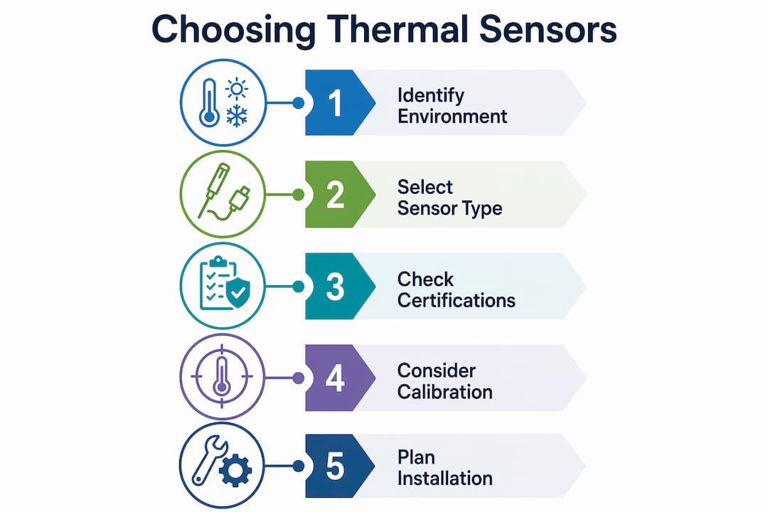Infographic showing steps to choose thermal sensor