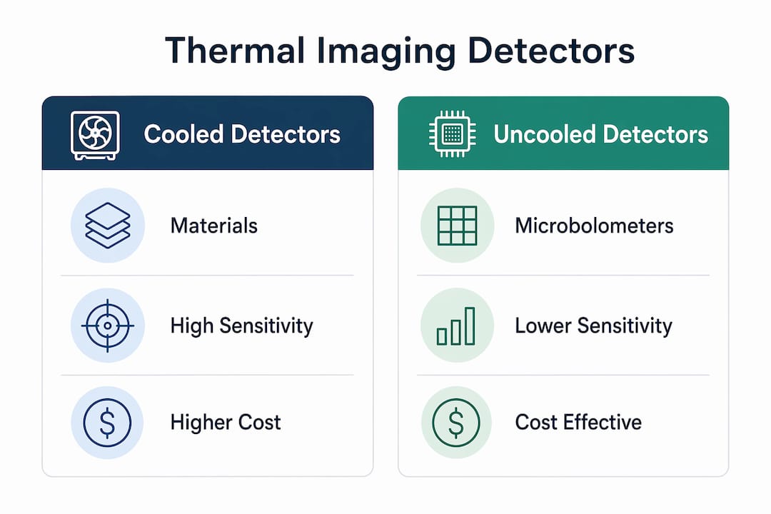 Infographic comparing cooled and uncooled thermal detectors