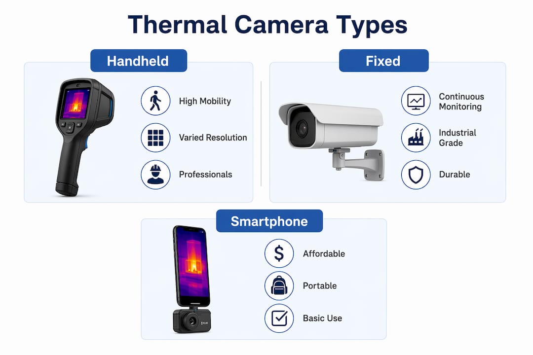 Infographic showing comparison of thermal camera types