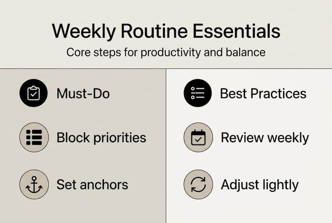 Infographic on weekly routine planning essentials