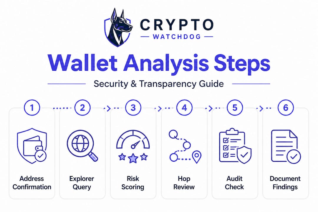 Infographic showing crypto wallet analysis process steps