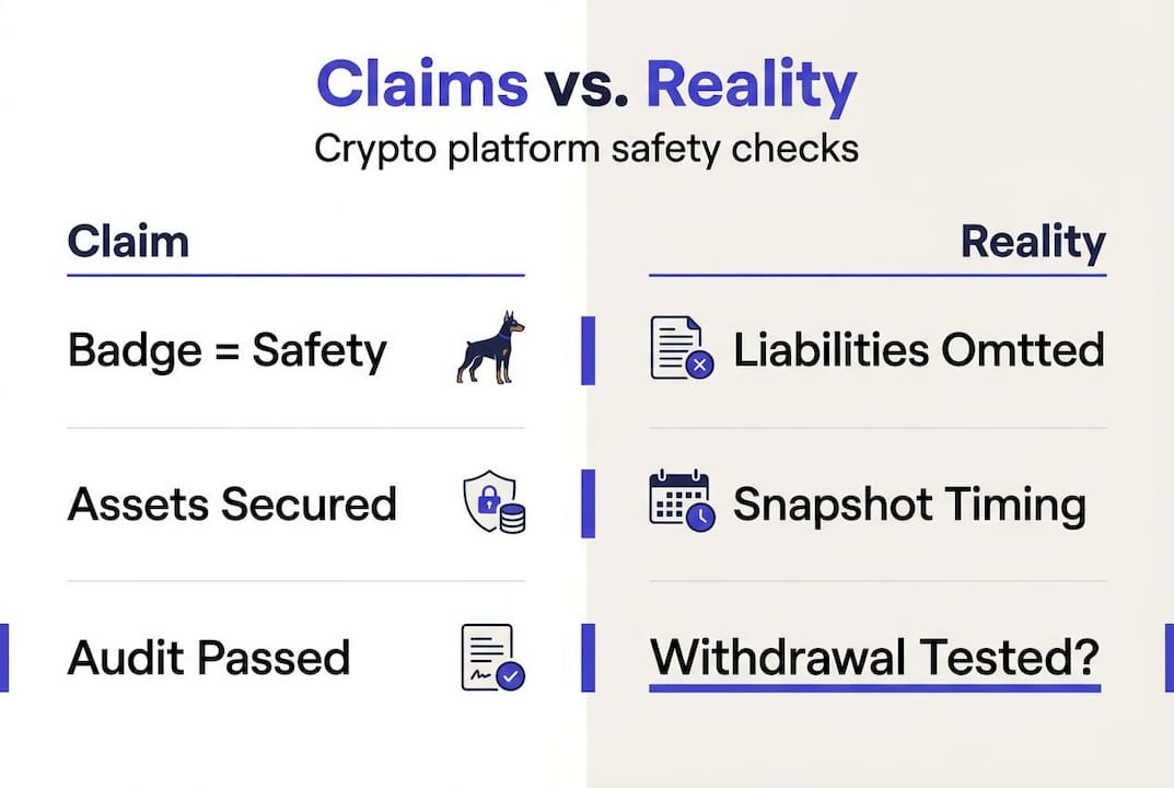 Crypto claims versus reality comparison infographic
