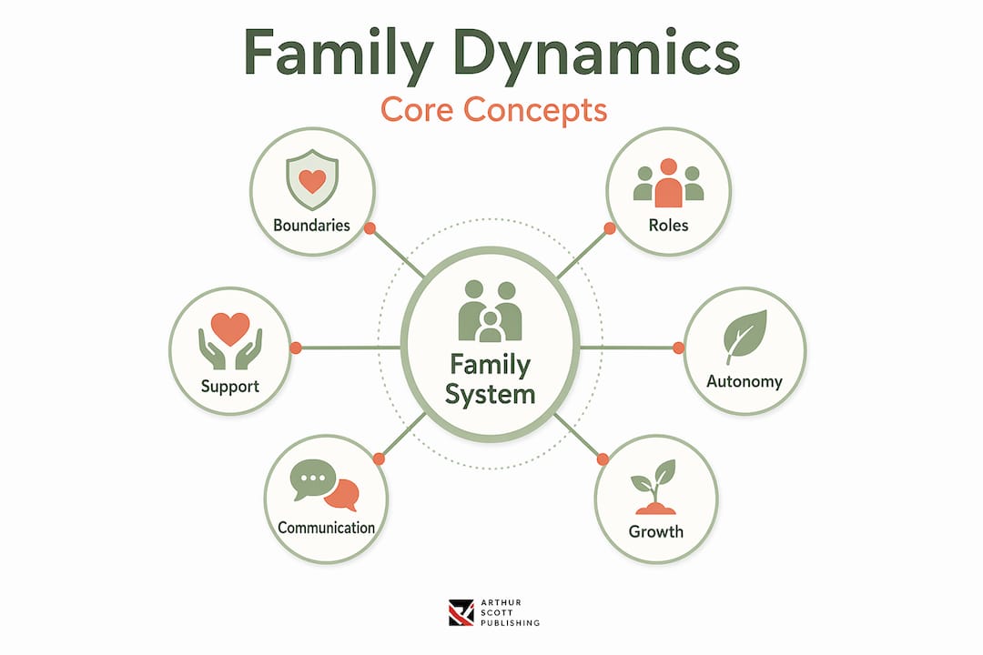 Hierarchy infographic showing core family dynamics concepts