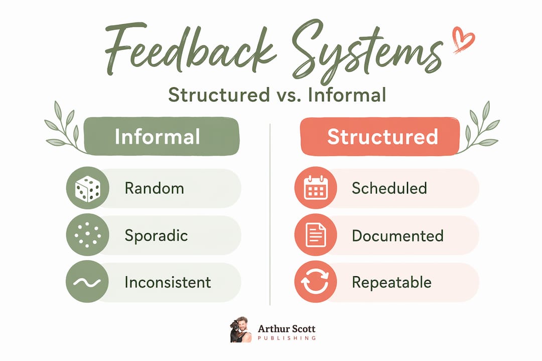 Infographic comparing informal and structured feedback systems