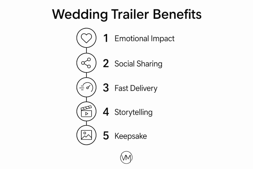 Infographic showing wedding trailer key benefits