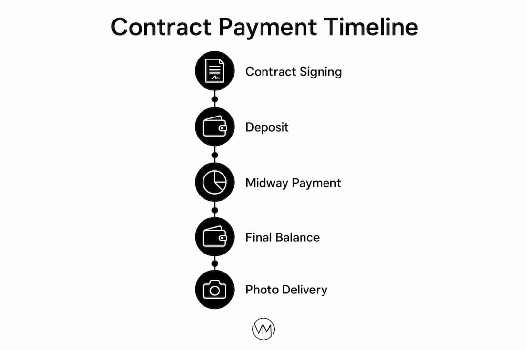 Infographic showing payment and delivery timeline