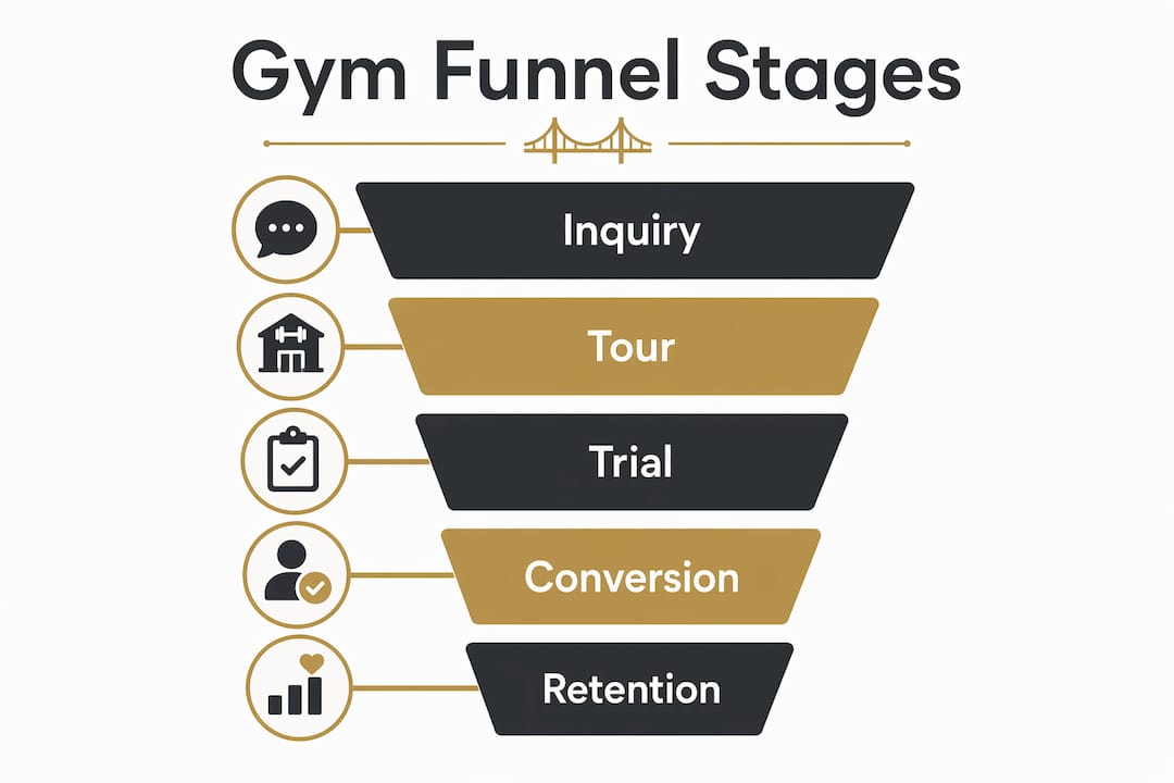 Infographic showing gym sales funnel stages