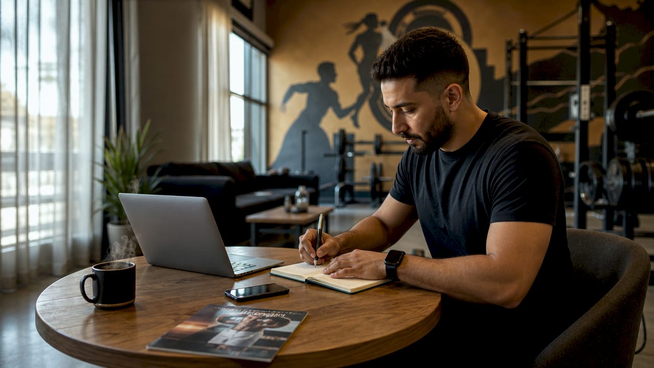 Marketing manager researching gym PPC keywords