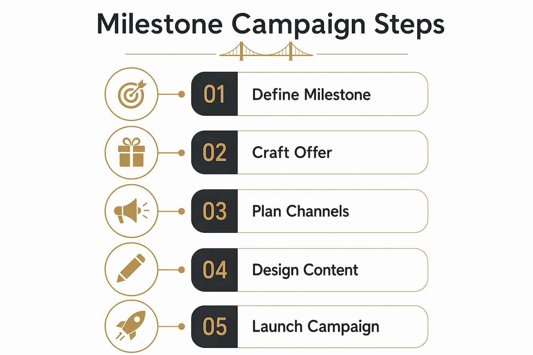 Infographic illustrating steps to plan milestone campaign