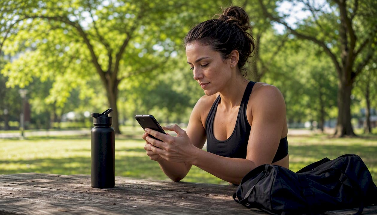 Woman booking CrossFit intro class on phone