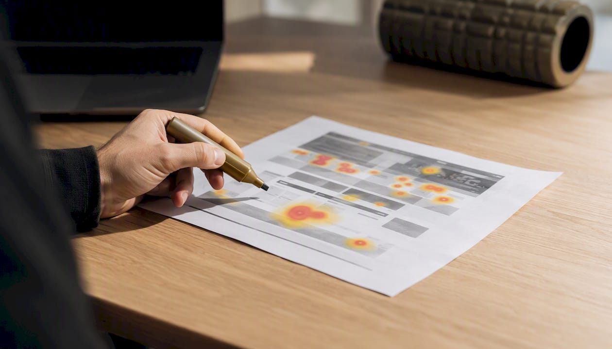 heatmap analysis on gym website wireframe