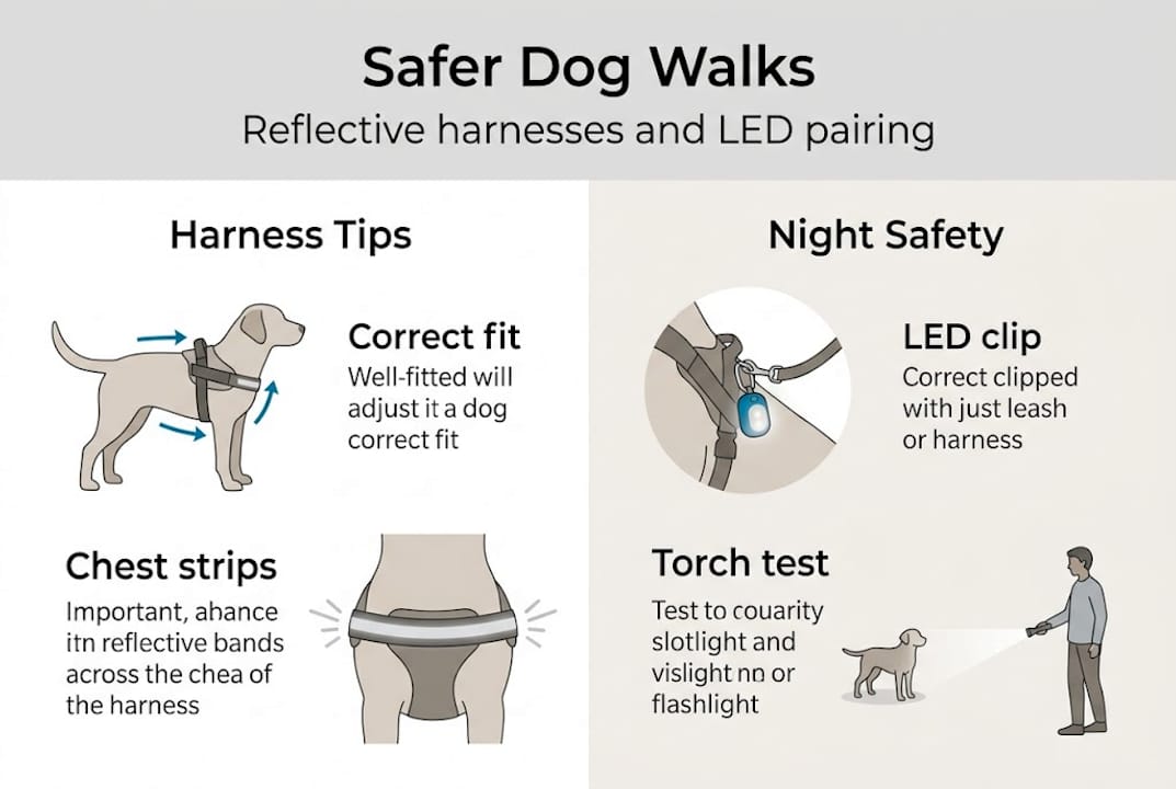 Infographic safety steps for dog harness use