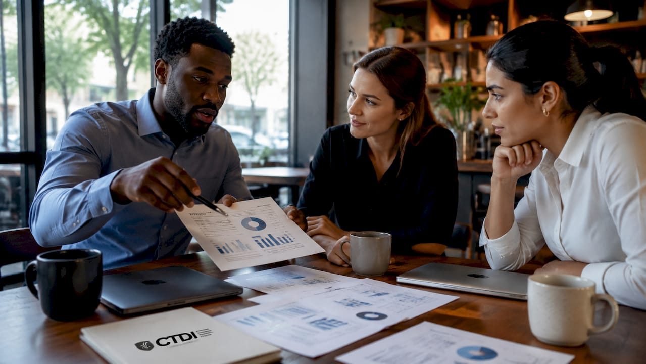 Team reviewing AI and data skill reports
