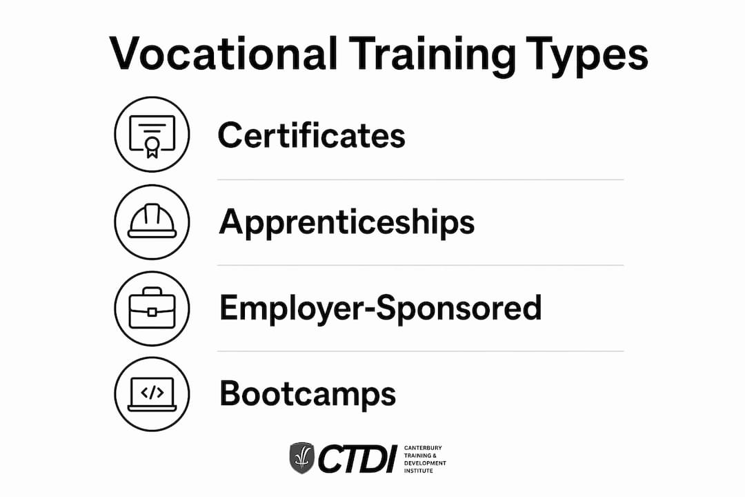 Infographic illustrating types of vocational training programs