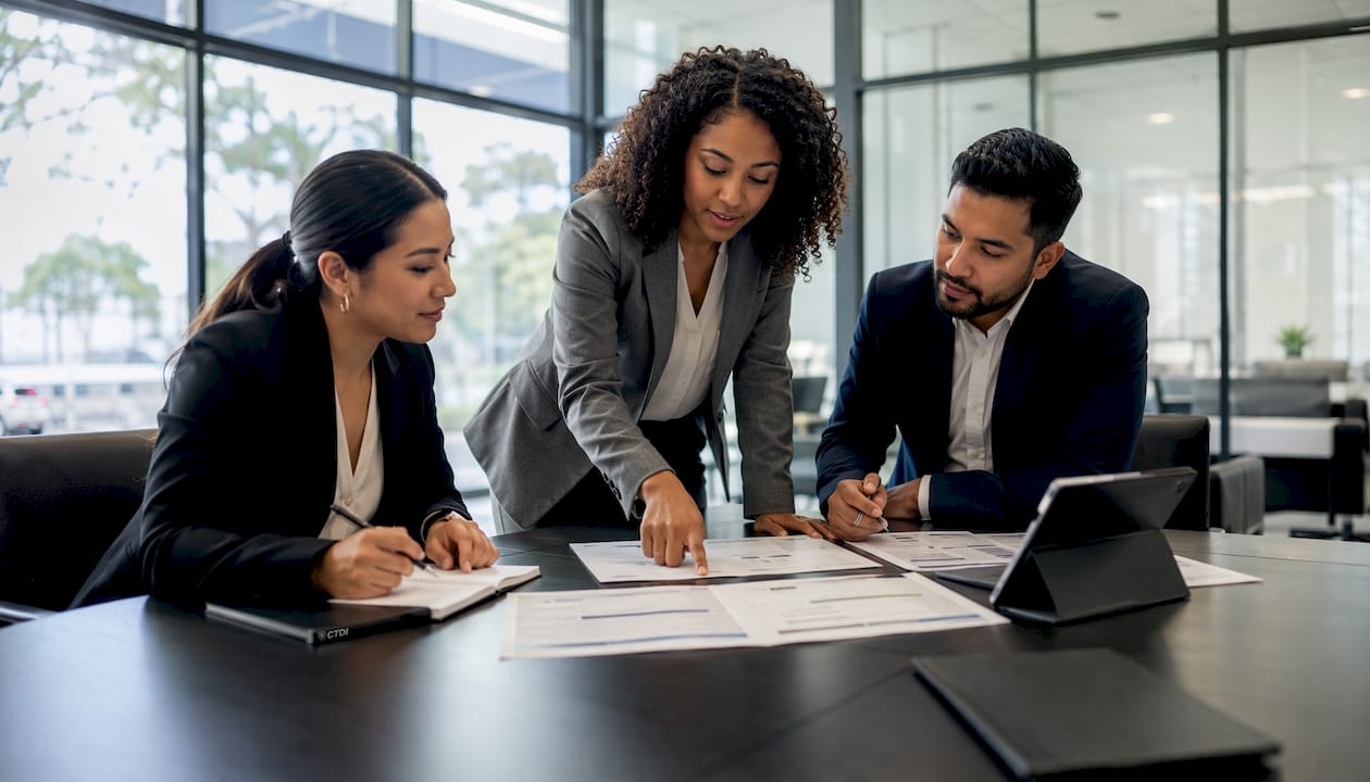 HR team discussing workplace compliance policies