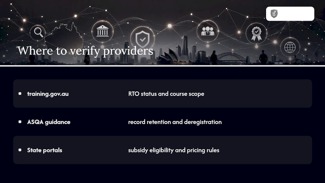 Where to verify providers and courses yourself — overview diagram