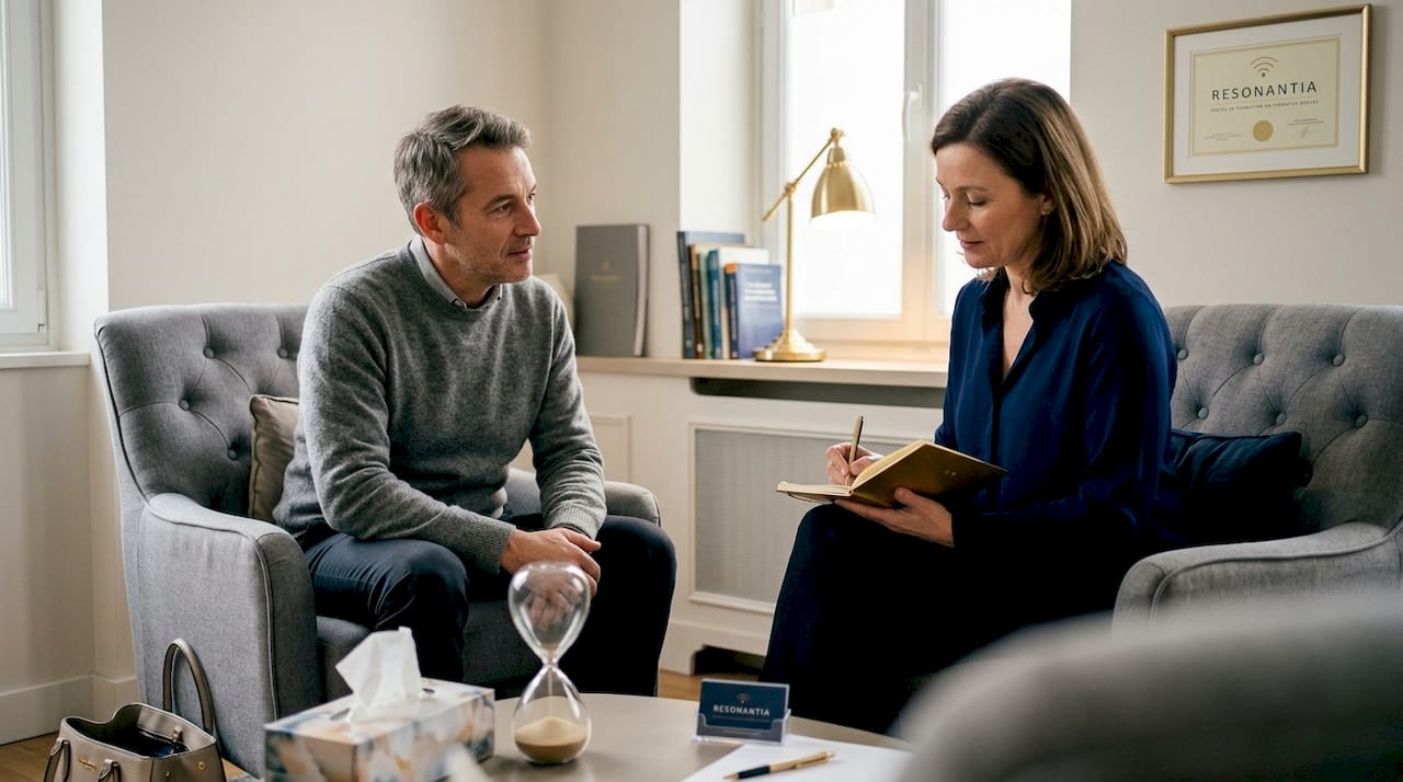 Une séance d’hypnose réalisée en cabinet, dans un cadre professionnel et rassurant.
