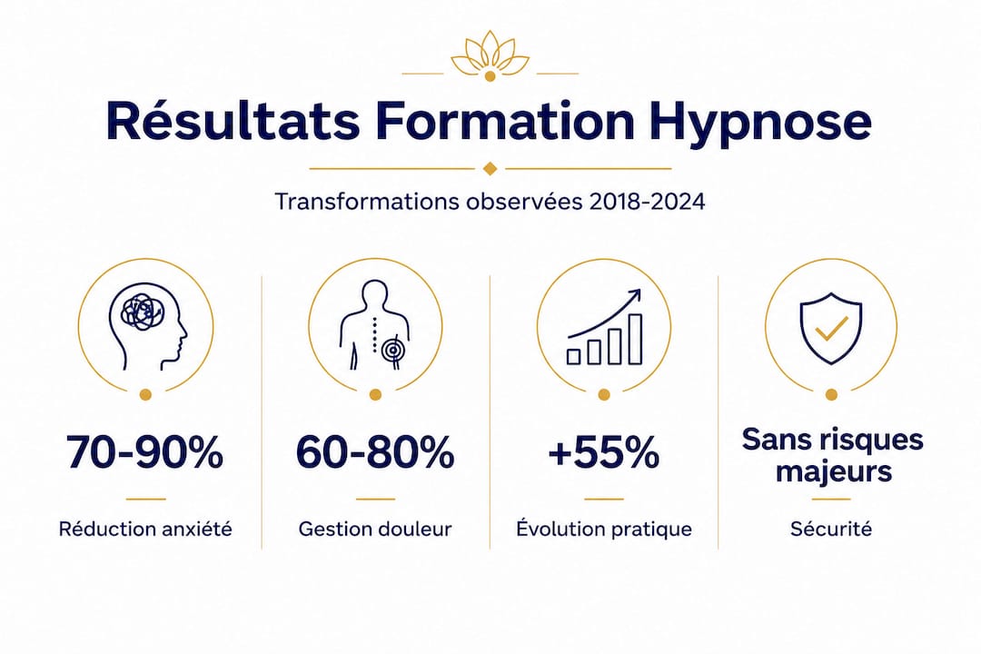 Découvrez en un coup d’œil les bénéfices clés de la formation en hypnose grâce à notre infographie exclusive.