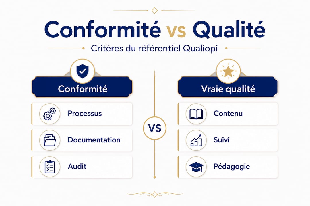 Visuel mettant en avant la conformité et l’excellence du label Qualiopi
