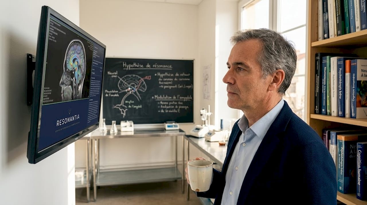 Un neuroscientifique examine les résultats d’imagerie cérébrale obtenus après une séance d’hypnose.