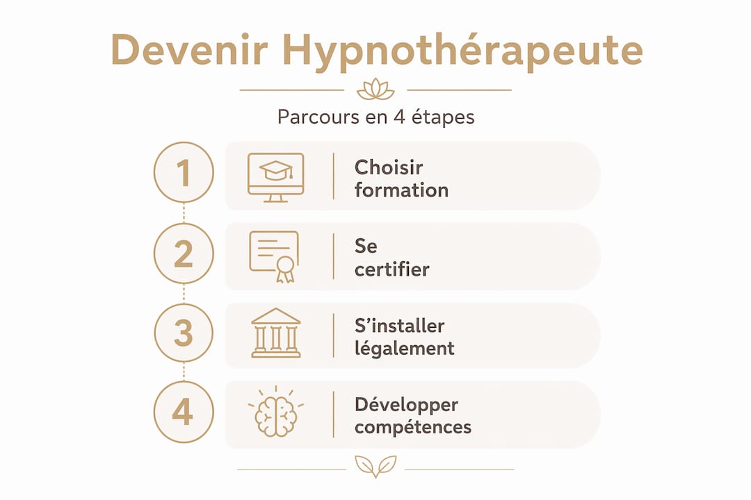 Infographie : les grandes étapes pour se lancer en tant qu’hypnothérapeute