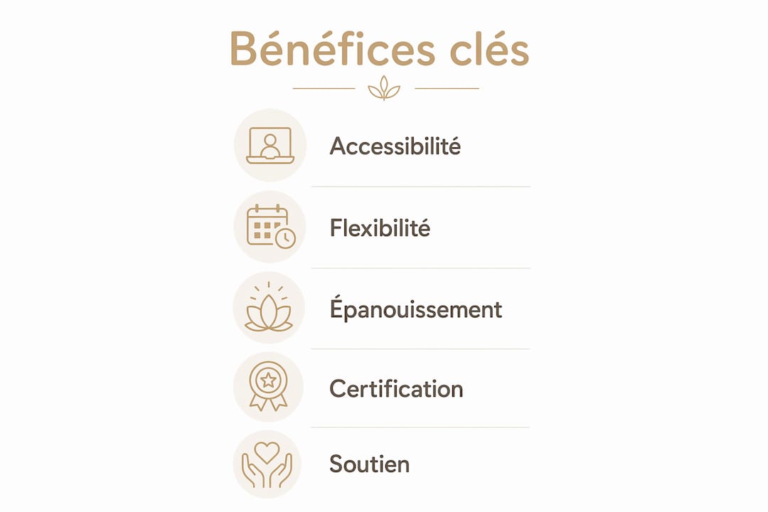Visuel présentant les principaux atouts de la formation spirituelle à distance
