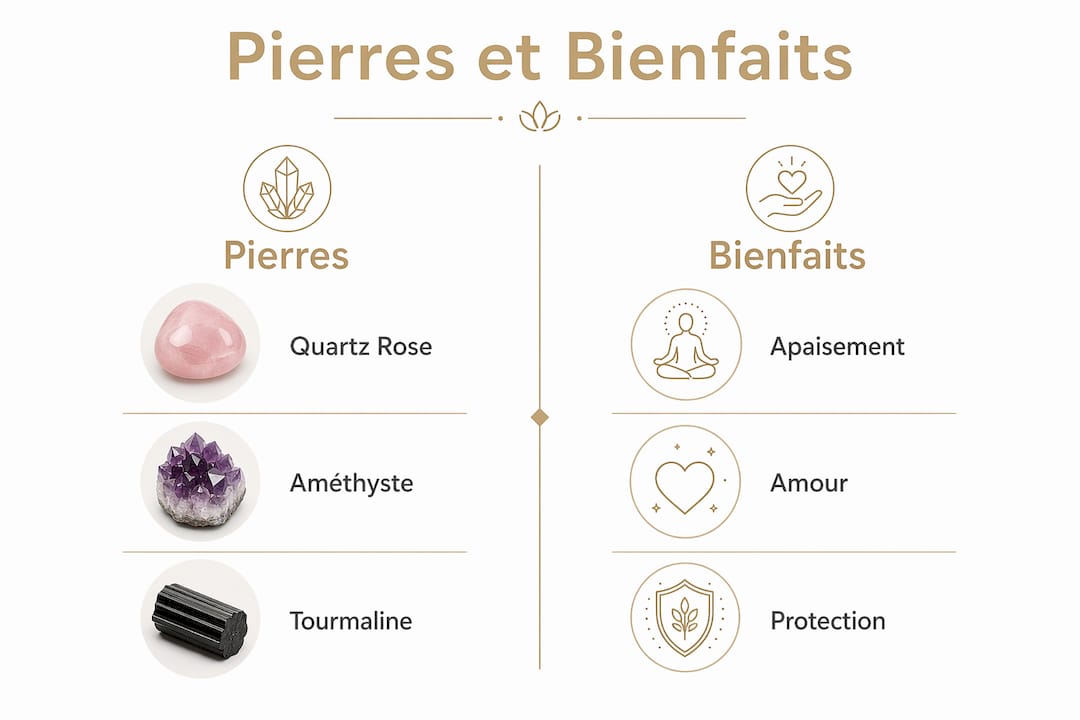 Tableau comparatif des pierres énergétiques et de leurs vertus