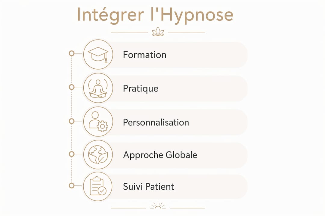 Schéma des différentes étapes pour intégrer l’hypnose