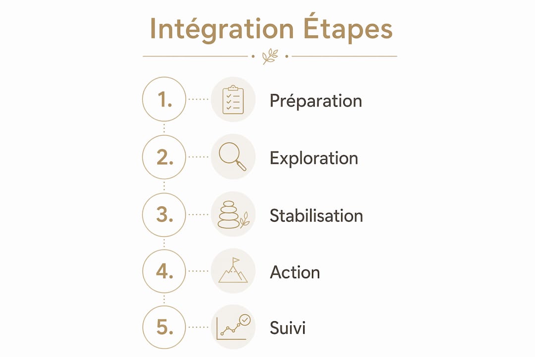 Découvrez, en un coup d’œil, les différentes étapes clés pour intégrer la psychogénéalogie dans un accompagnement en coaching grâce à cette infographie.