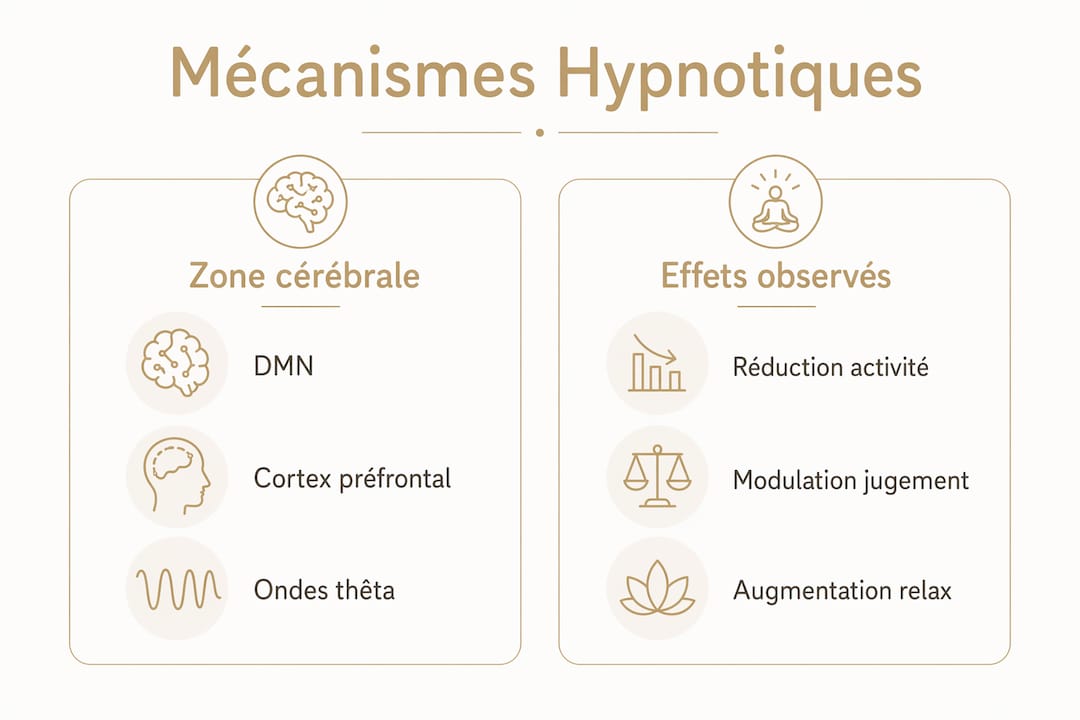 Schéma illustrant les effets de l’hypnose sur le cerveau