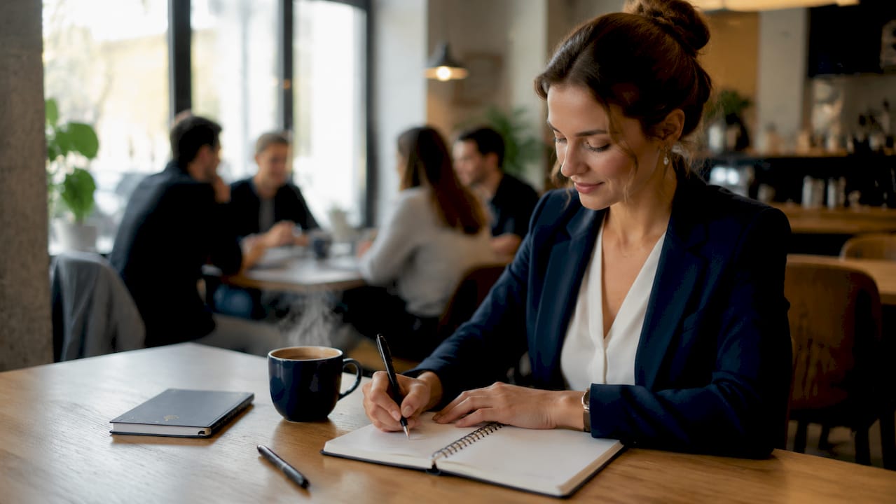 Une personne en pleine prise de notes lors d’un atelier en groupe