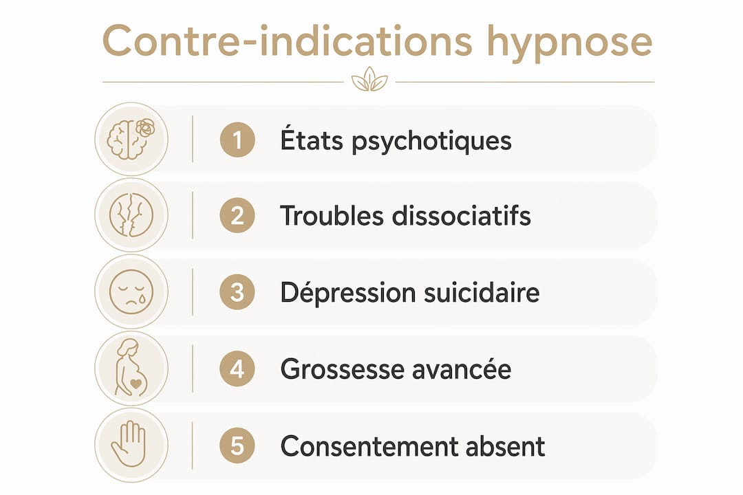 Infographie : les situations où l’hypnose thérapeutique est déconseillée