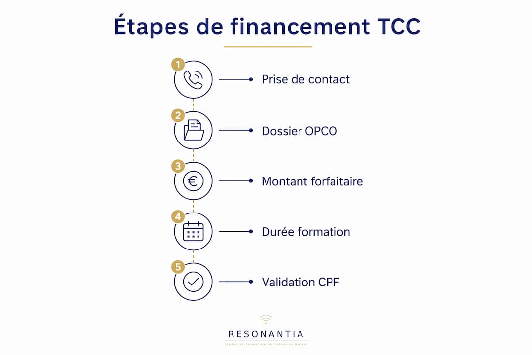 Infographie : le parcours de financement pour une formation en TCC en 2026