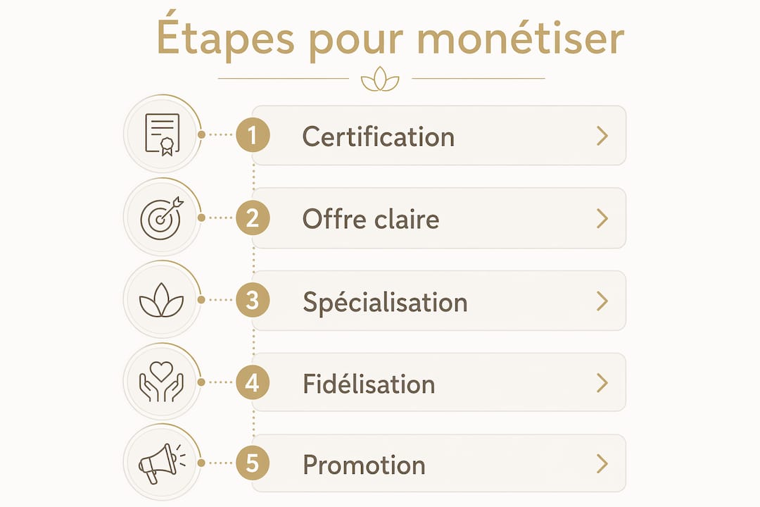 Visuel explicatif : les clés pour rentabiliser sa formation en hypnose