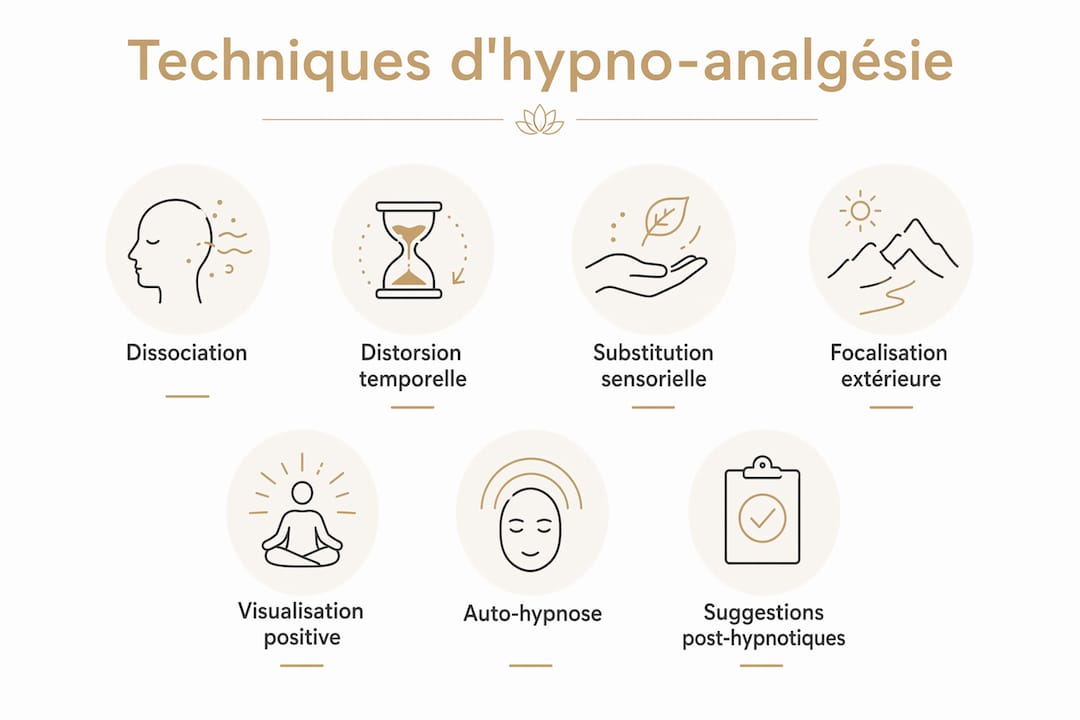 Découvrez en image les sept méthodes d’hypno-analgésie pour mieux gérer la douleur.