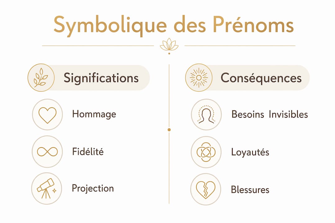 Visuel illustrant la signification des prénoms en psychogénéalogie