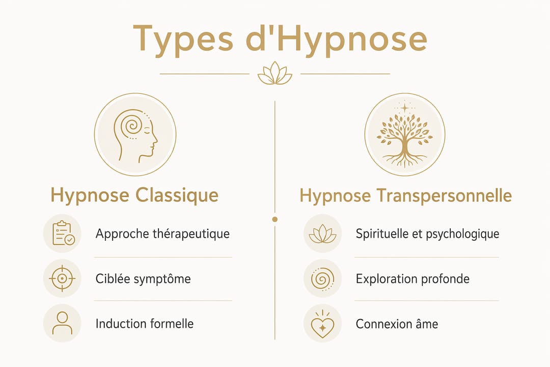 Infographie : les différences entre hypnose classique et hypnose transpersonnelle