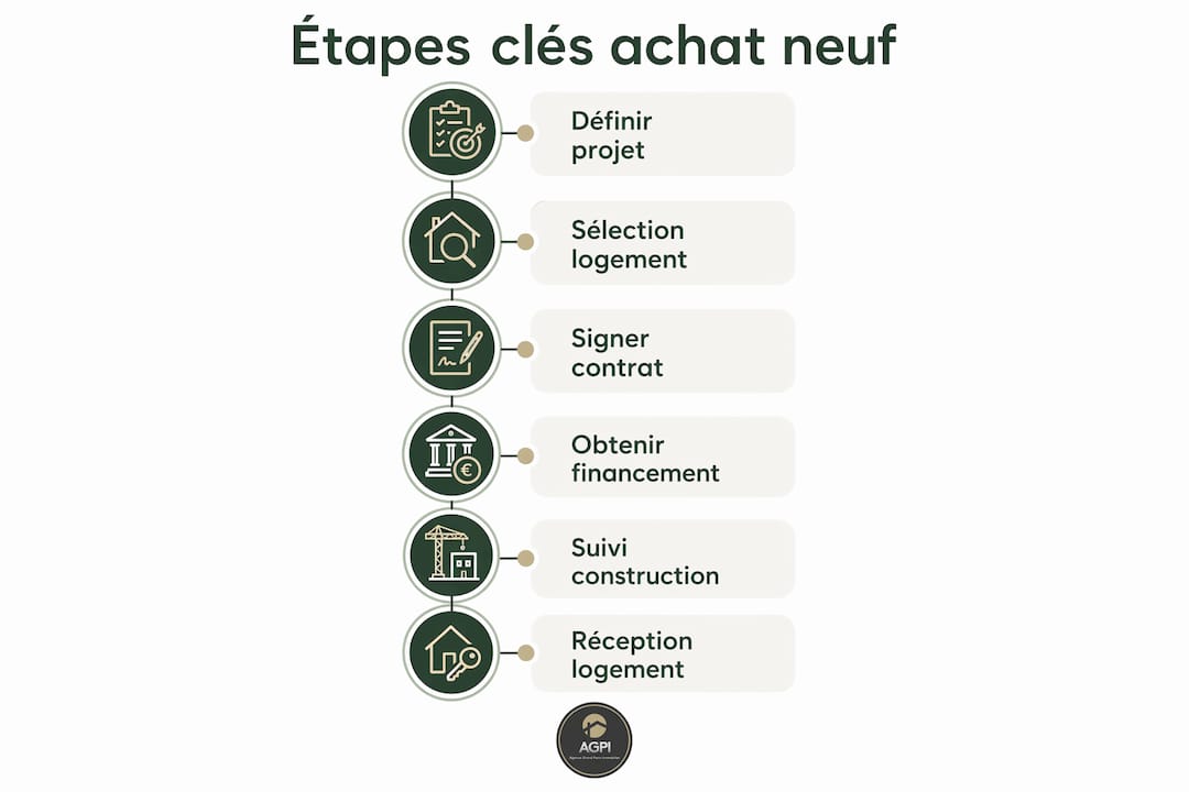 Découvrez en un coup d’œil les grandes étapes pour réussir l’achat de votre futur logement neuf grâce à cette infographie.