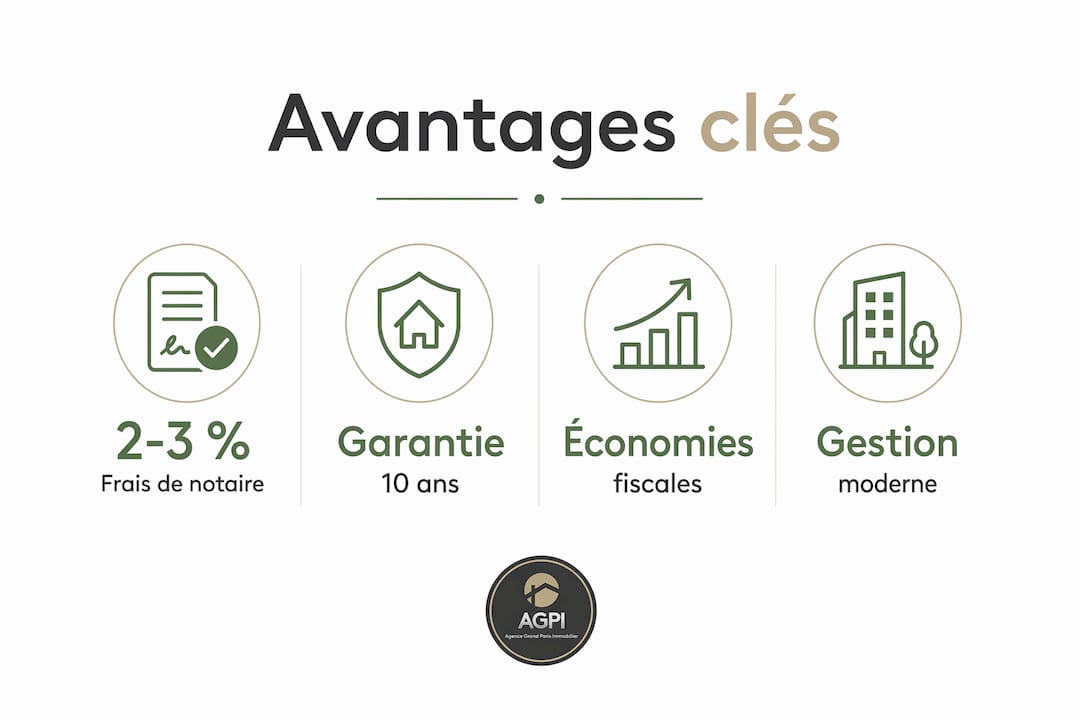 Infographie mettant en lumière les principaux atouts des nouveaux programmes immobiliers
