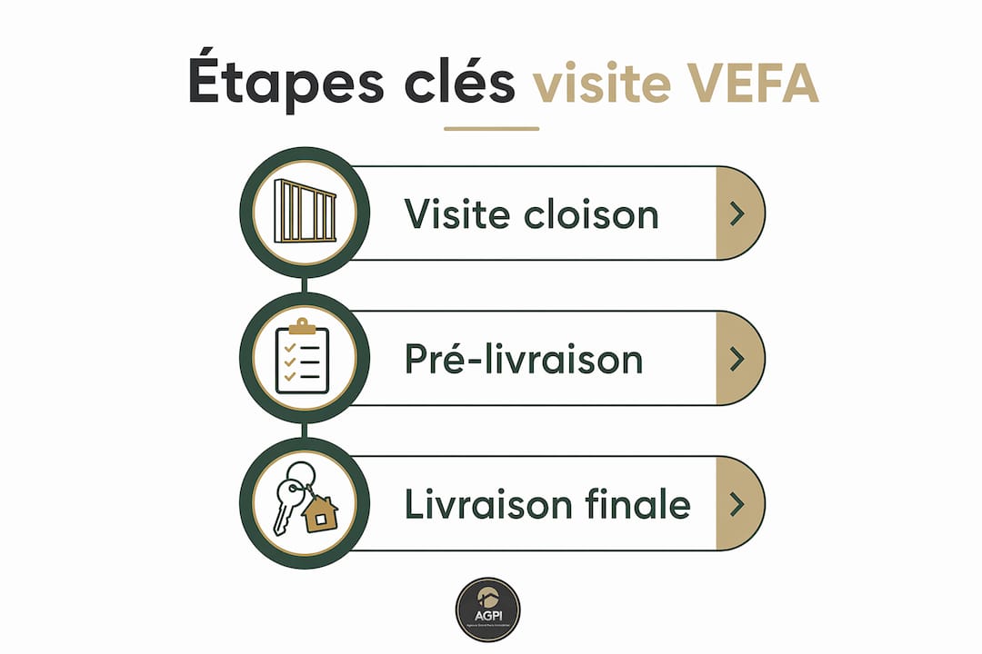 Les trois étapes incontournables de la visite en VEFA, illustrées en infographie