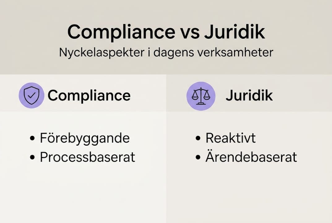 Infografik: Vad är skillnaden mellan compliance och juridik?