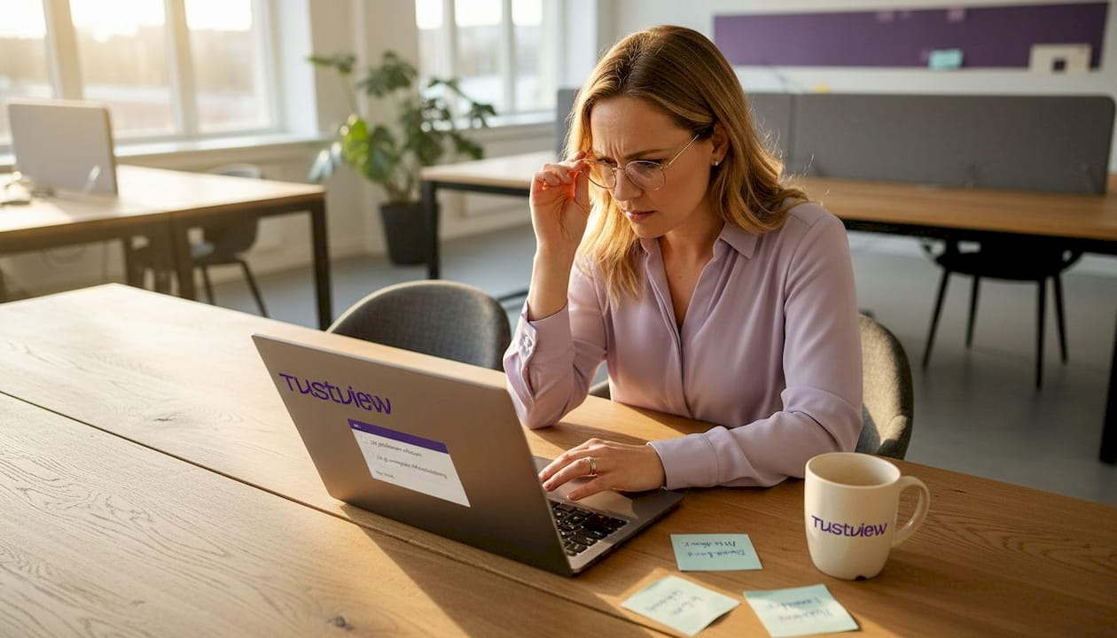 En medarbetare godkänner digitalt via sin dator på jobbet.