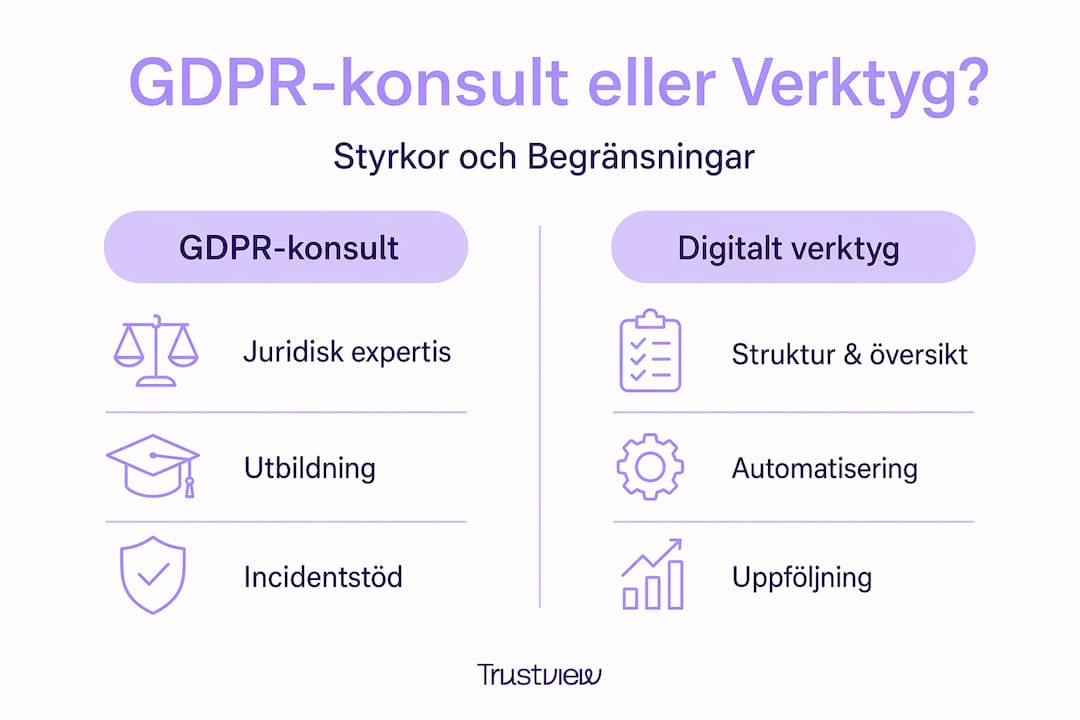 Infografik: Konsult eller digitalt GDPR-verktyg – vad passar bäst för ditt företag?
