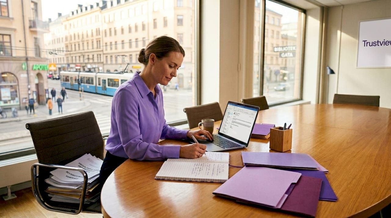 Juristen gör anteckningar kring teknikfrågor och ger rådgivning
